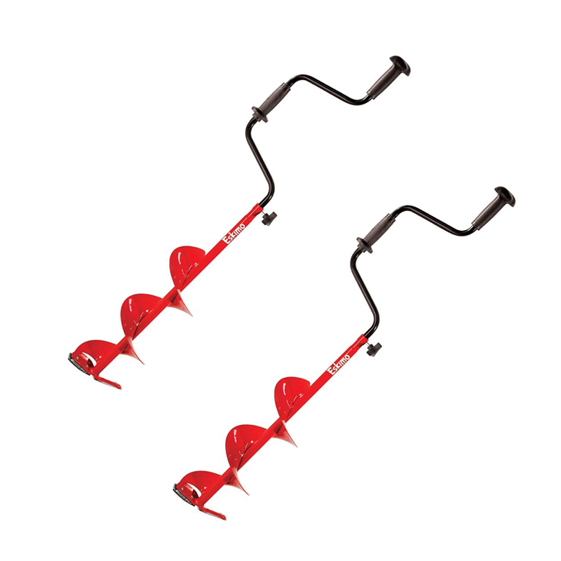 Eskimo 8 In Stainless Steel Ice Fishing Hand Powered Auger (2 Pack)