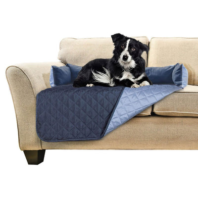 Furhaven Sofa Buddy Pet Blanket Furniture Cover, Medium, Navy and Blue (2 Pack)
