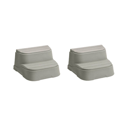 LifeSmart 2 Step Non Slip Rectangle Square Spa Hot Tub Straight Steps, (2 Pack)