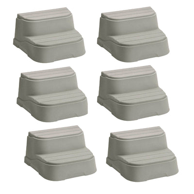 LifeSmart 2 Step Non Slip Rectangle Square Spa Hot Tub Straight Steps (6 Pack)