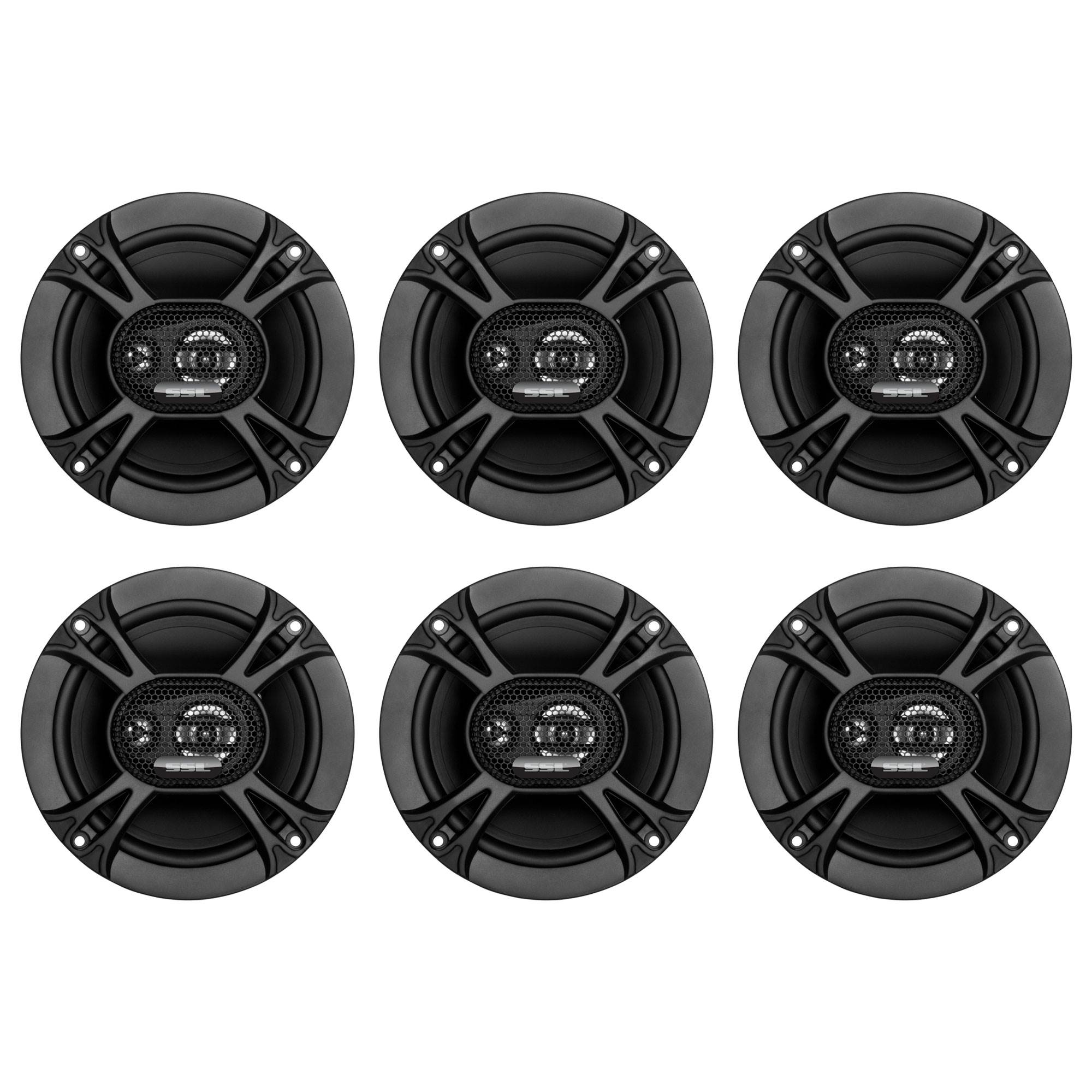 Soundstorm SSL EX365 6.5 Inch 150W 3-Way Car Coaxial Audio Speakers (6 Pack)
