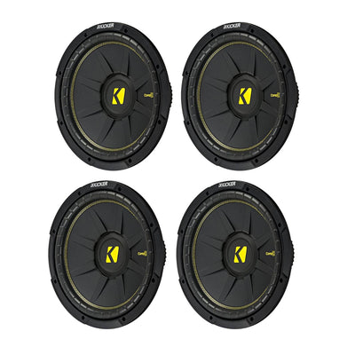 Kicker 12 Inch CompC 1200 Watt 4 Ohm Single Voice Coil SVC Subwoofer (4 Pack)