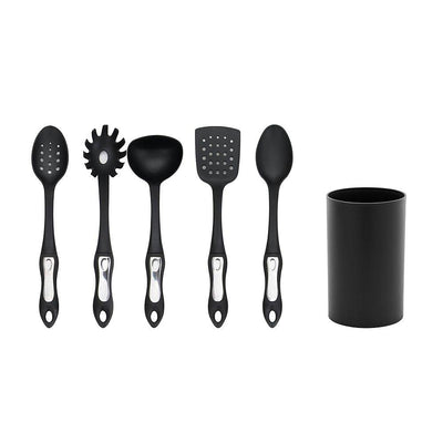 Hamilton Beach Kitchen 6 Piece Soft Touch Handle Utensil Set, Black (4 Pack)