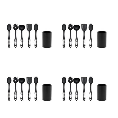 Hamilton Beach Kitchen 6 Piece Soft Touch Handle Utensil Set, Black (4 Pack)