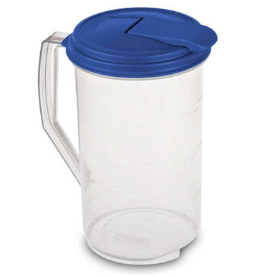Sterilite 04864106 2 Quart Round Plastic Hinged Pitcher, Sky Blue Lid (30 Pack)