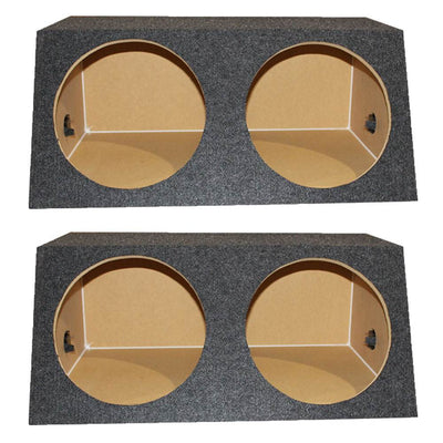 QPower Dual 10" Sealed Front Angle Subwoofer Sub Box Speaker Enclosure (2 Pack)