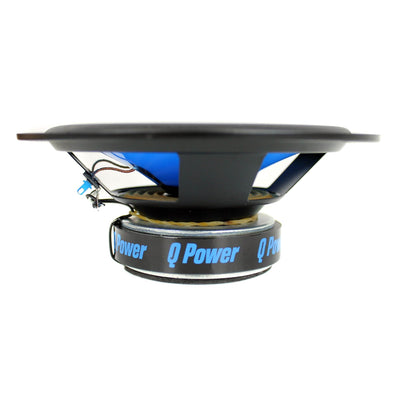 QPower 6.5 Inch 500 Watt 2 Way Blue Car Audio Coaxial LED Speakers (4 Speakers)