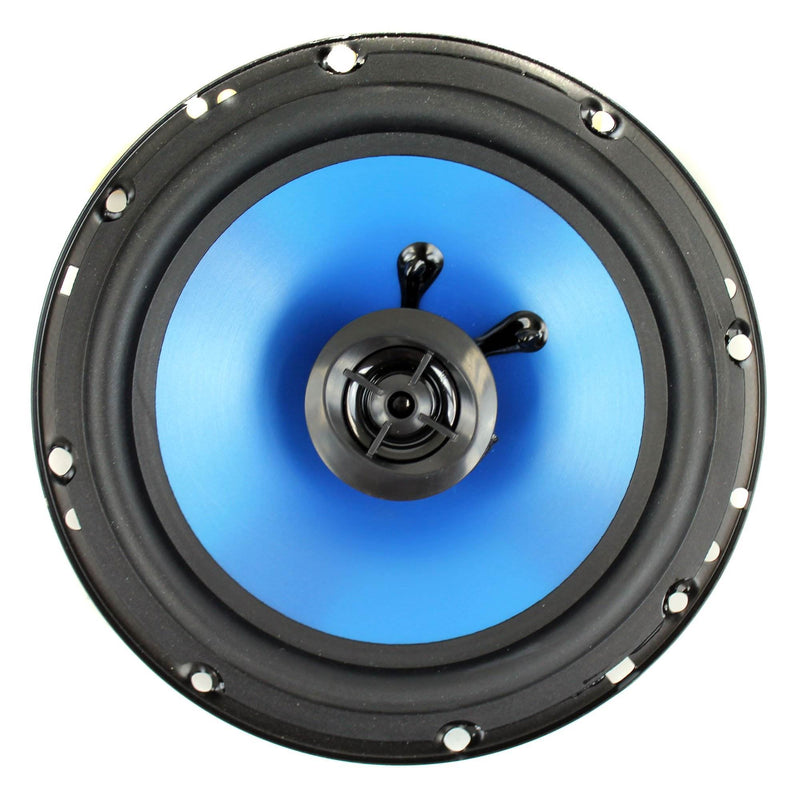 QPower 6.5 Inch 500 Watt 2 Way Blue Car Audio Coaxial LED Speakers (4 Speakers)