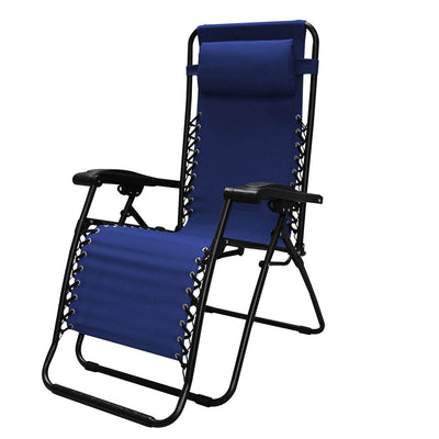 Caravan Canopy Infinity Zero Gravity Steel Frame Patio Deck Chair, Blue (8 Pack)