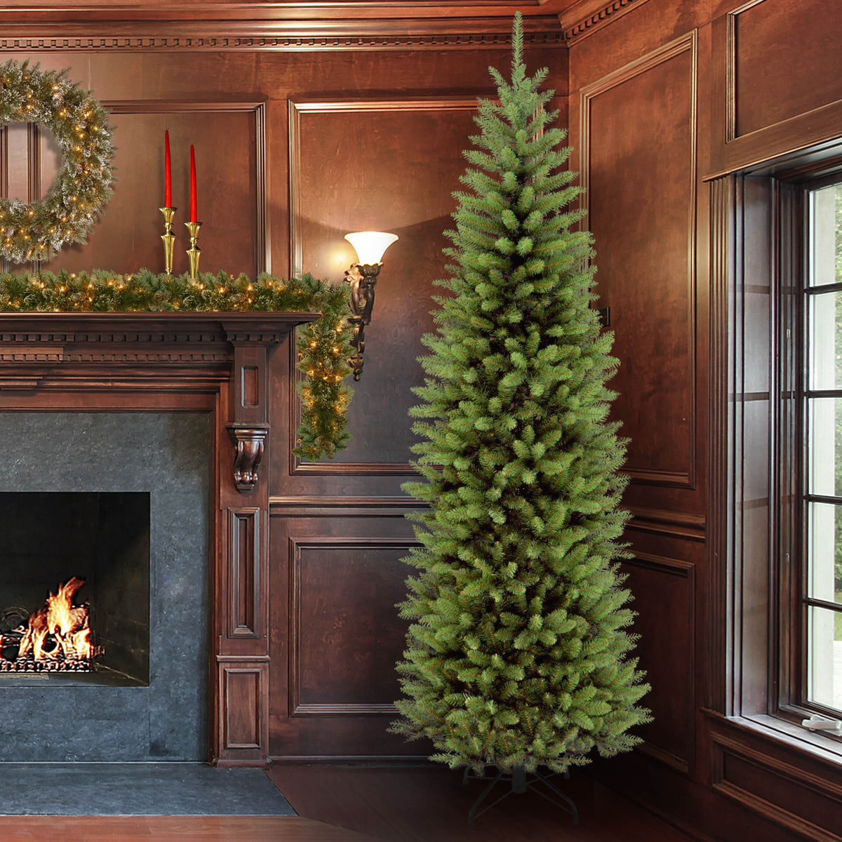 National Tree Company 7.5ft Kingswood Pencil Christmas Tree w/ Stand (Used)