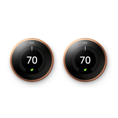 Nest Learning Smart Thermostat 3rd Generation Home/Office Wifi, Copper (2 Pack)