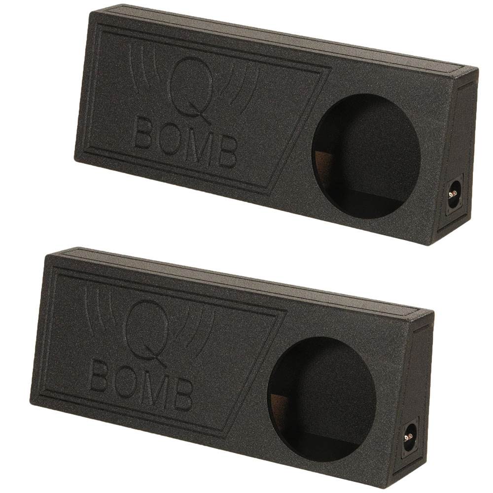 QPower QBomb Single 12" Vented Subwoofer Box with Black Bedliner Spray (2 Pack)