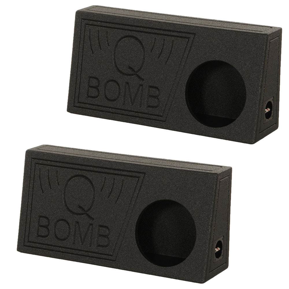 QPower QBomb 10" Single Vented Subwoofer Box with Black Bedliner Spray (2 Pack) - VMInnovations