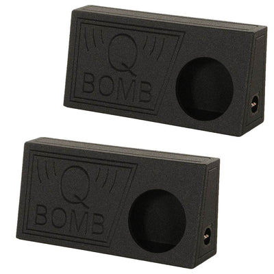 QPower QBomb 10" Single Vented Subwoofer Box with Black Bedliner Spray (2 Pack) - VMInnovations