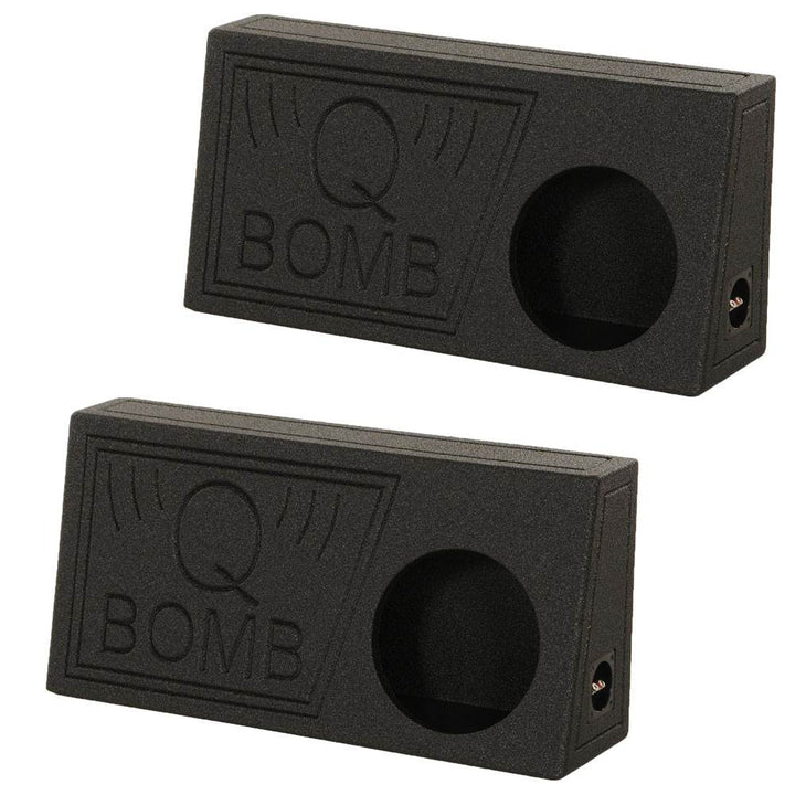 QPower QBomb 10" Single Vented Subwoofer Box with Black Bedliner Spray (2 Pack)