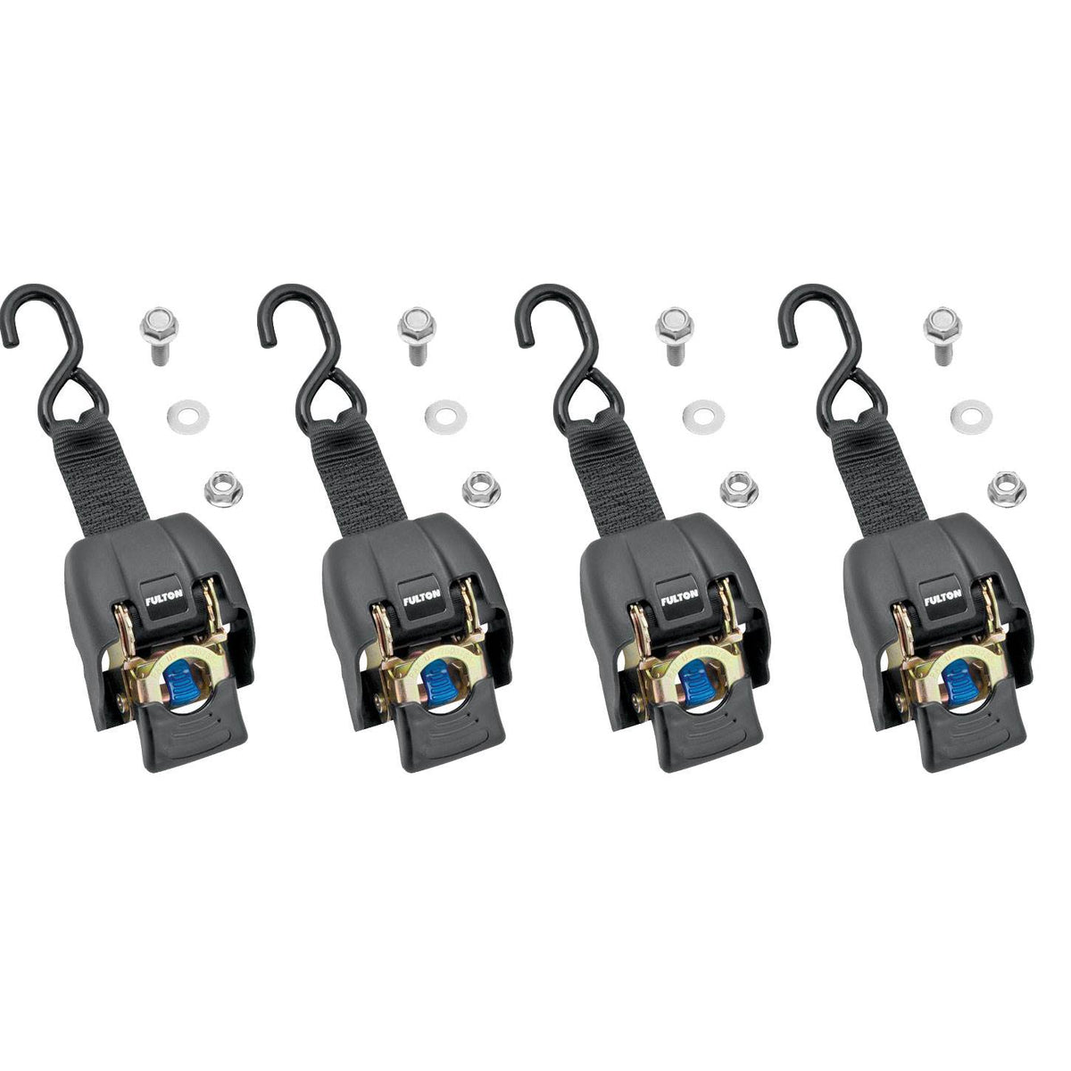 Fulton 2 x 43" Zinc Transom Retractable Ratchet Boat Tie Down Straps (4 Straps)