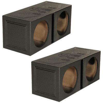 Q Power Dual 8 Inch Vented Port Subwoofer Sub Box with Bedliner Spray (2 Pack)