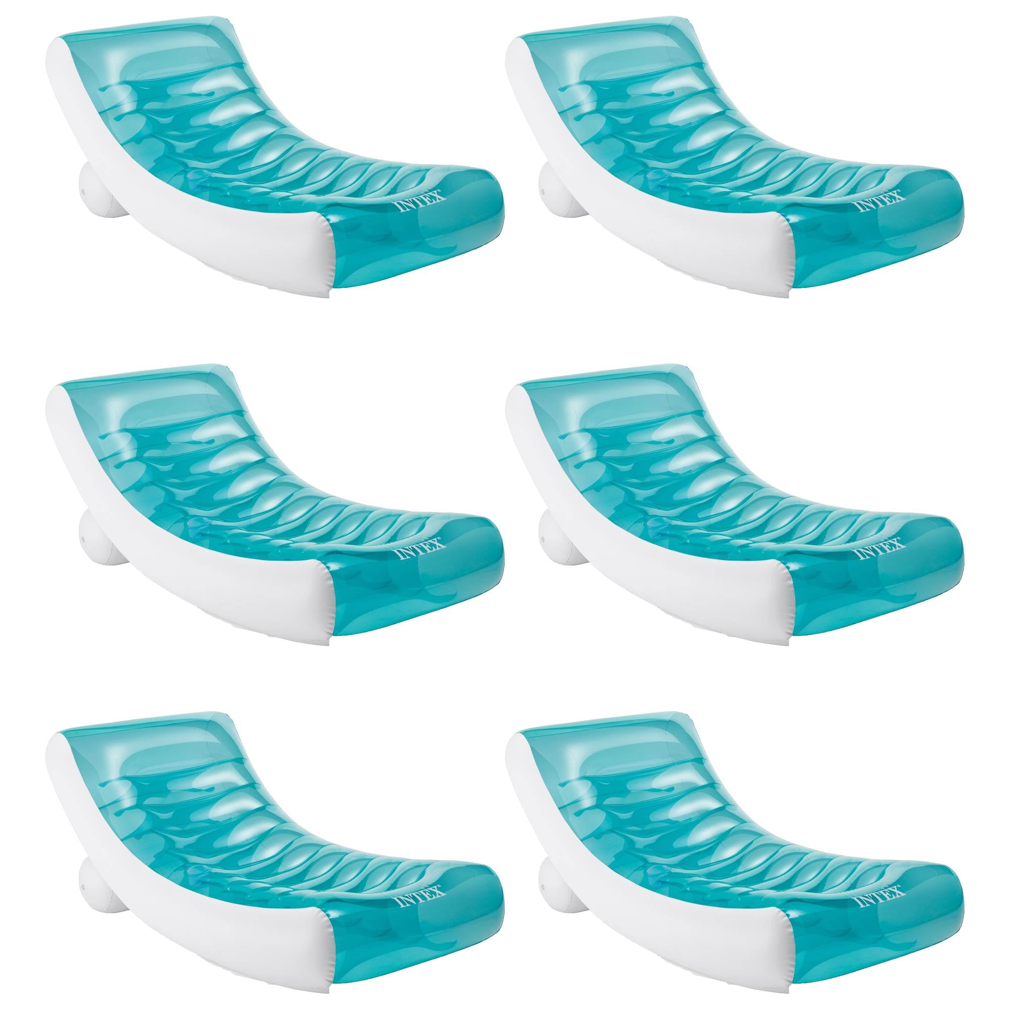 Intex Inflatable Rockin Lounge Pool Floating Raft Chair with Cupholder (6 Pack)