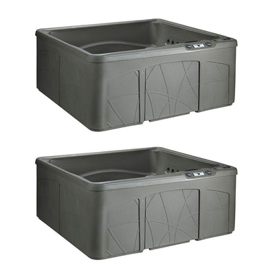 Life Smart 5 Person Outdoor Patio Hot Tub Spa w/ 28 Jets & Cover, Taupe (2 Pack)