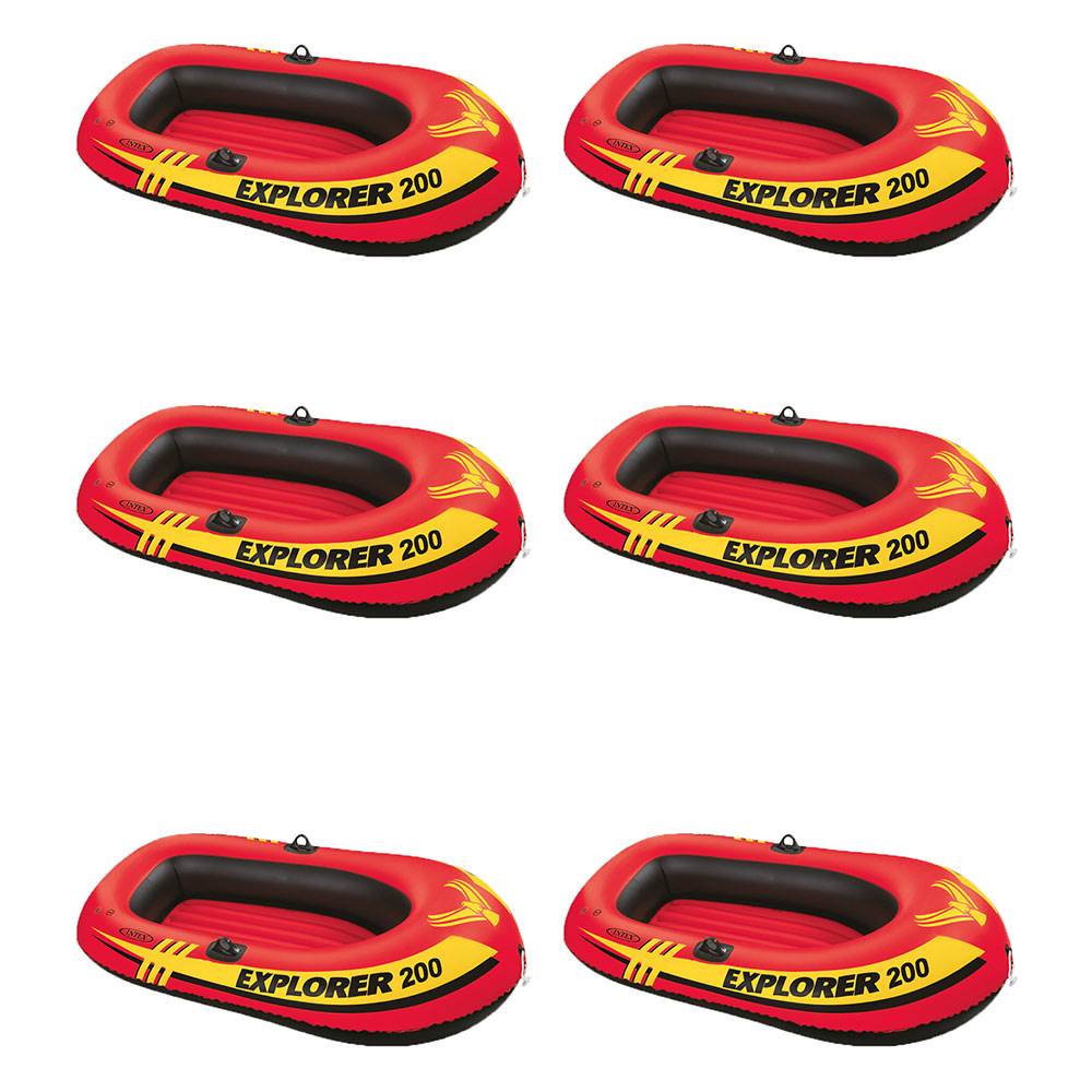 Intex Explorer 200 Inflatable 2 Person Boat Raft Set w/  2 Oars & Pump (6 Pack)
