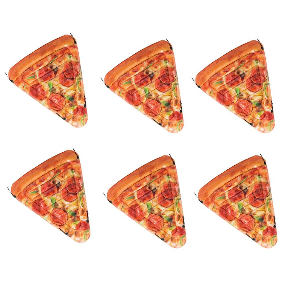 Intex Giant Inflatable Pizza Slice Float Mat For Lake, Beach, or Pool (6 Pack)