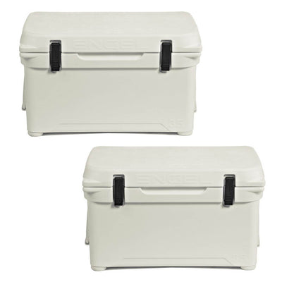 Engel 35 High Performance Durable Roto Molded Airtight White Ice Cooler (2 Pack)
