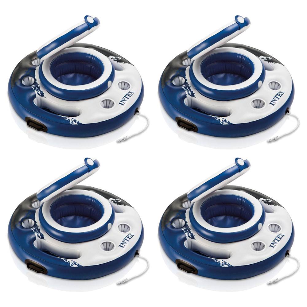 Intex Mega Chill Pool Inflatable Floating 24 Beverage Cooler Holder (4 Pack)