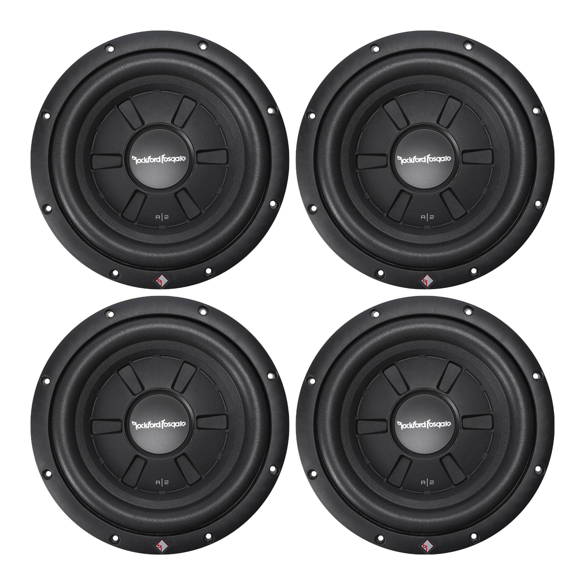 Rockford Fosgate R2 10 inch Max Car Shallow/Slim Subwoofer Audio Power (4 Pack)