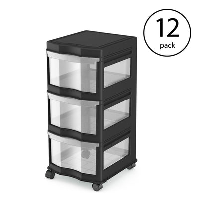 Life Story Classic 3 Shelf Storage Container Organizer Plastic Drawers (12 Pack) - VMInnovations