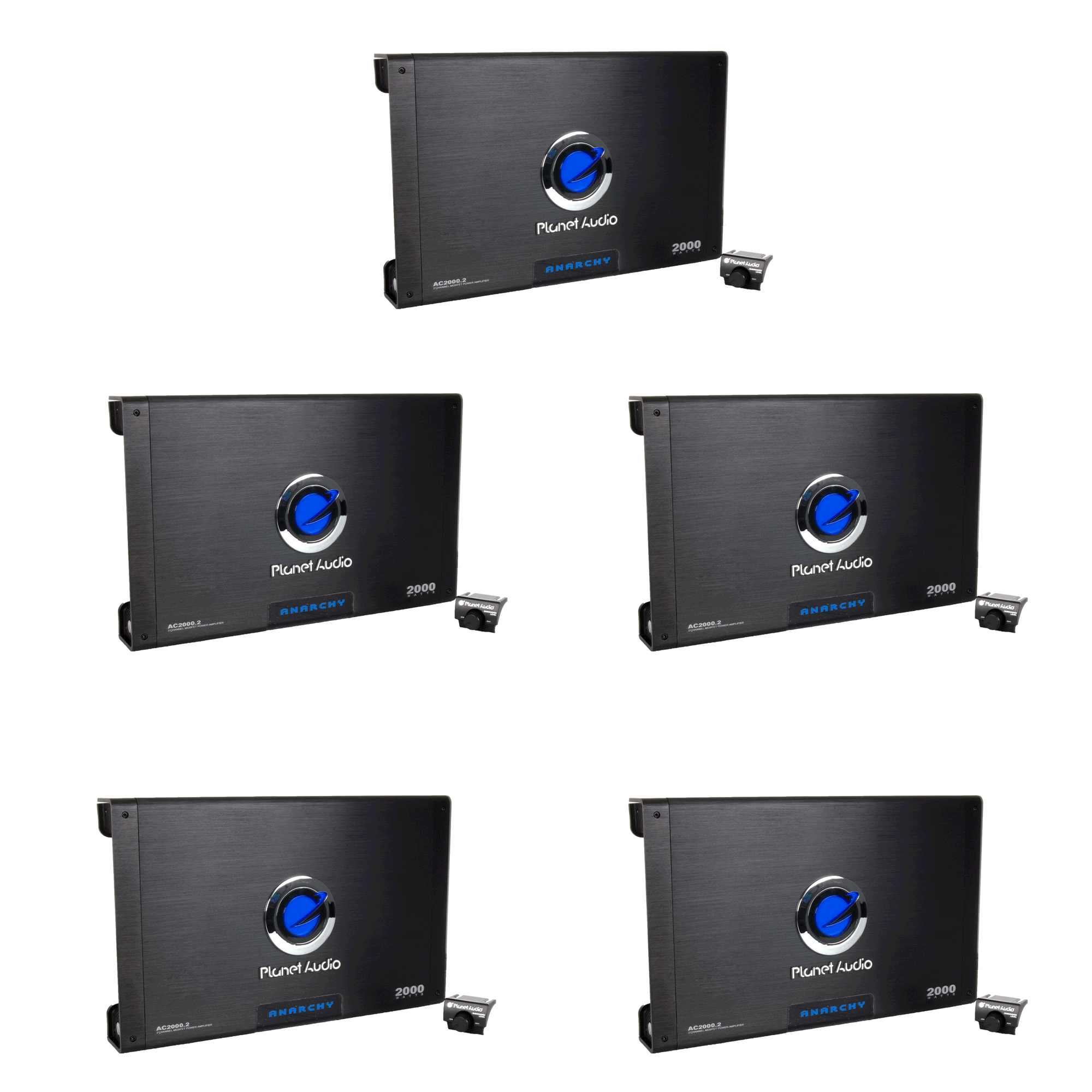 PLANET AUDIO AC2000.2 2000W 2-Ch Amplifier Power Amp AC20002 + Remote (5 Pack)