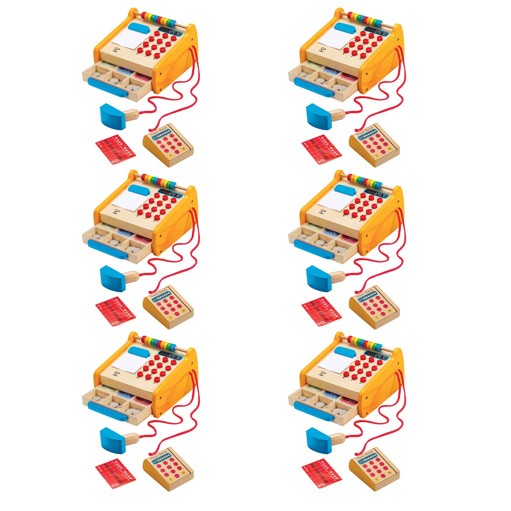 Hape Toys Kids Wooden Store Cash Register Educational Pretend Playset (6 Pack)
