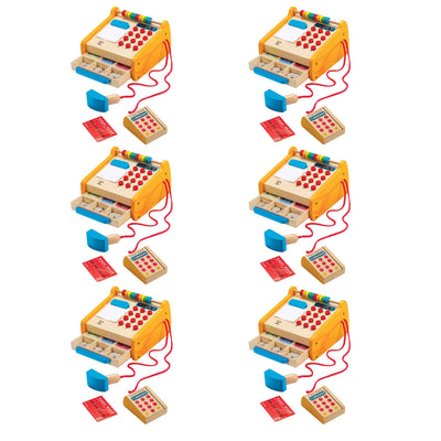 Hape Toys Kids Wooden Store Cash Register Educational Pretend Playset (6 Pack)