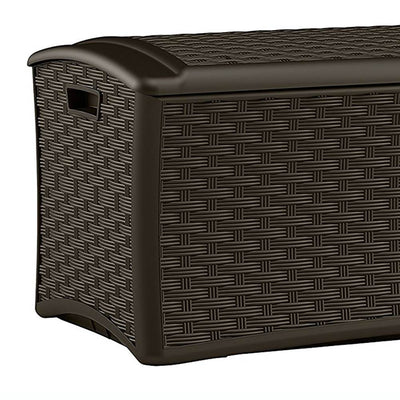 Suncast 72 Gallon Resin Wicker Outdoor Patio Storage Deck Box, Brown (12 Pack)