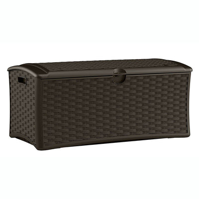 Suncast 72 Gallon Resin Wicker Outdoor Patio Storage Deck Box, Brown (12 Pack)