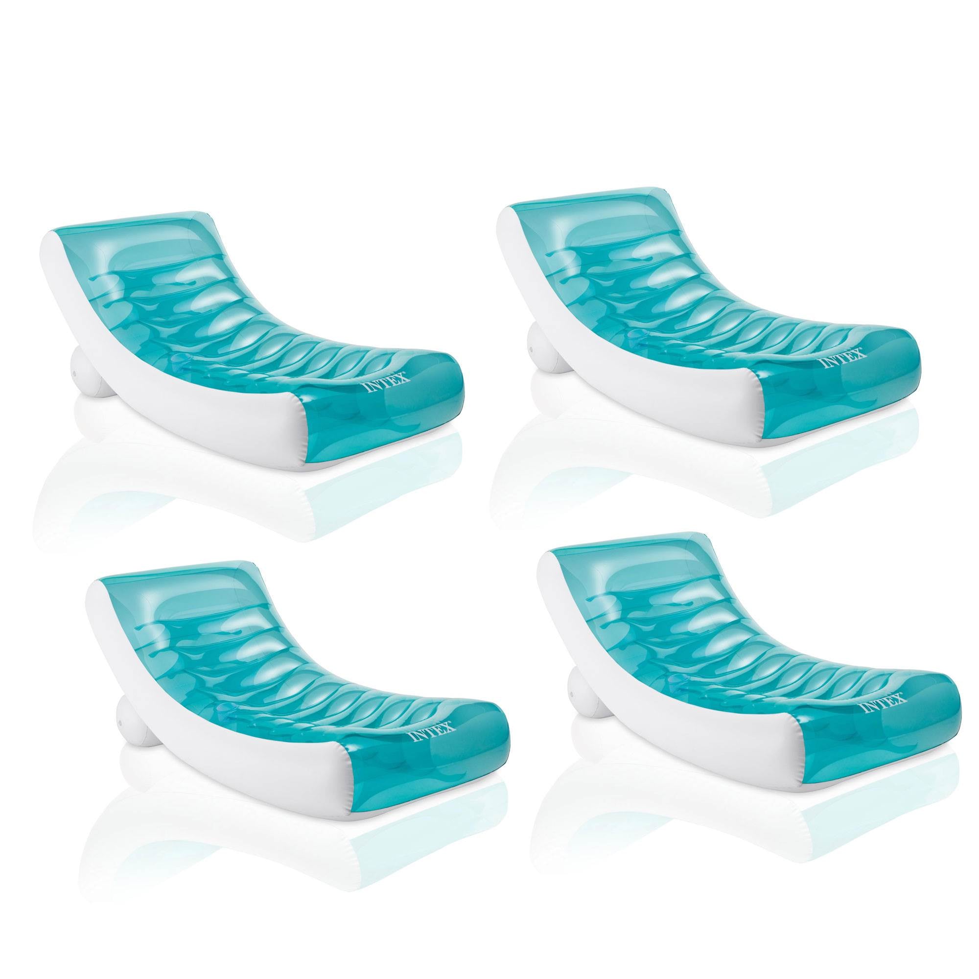 Intex Inflatable Rockin' Lounge Pool Floating Raft Chair with Cupholder (4 Pack)