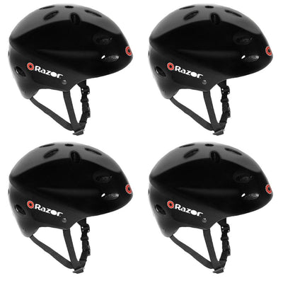 Razor V17 Kids Outdoor Bike/Scooter/Skateboard Helmet, Glossy Black (4 Pack) - VMInnovations