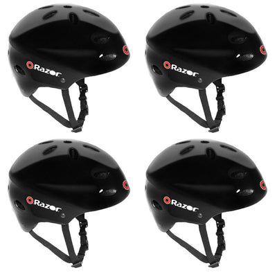 Razor V17 Kids Outdoor Bike/Scooter/Skateboard Helmet, Glossy Black (4 Pack)