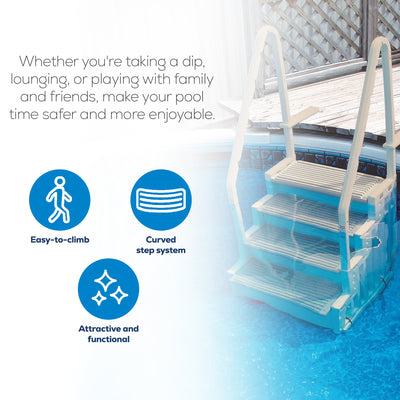 Confer Plastics In-Pool 4 Step Ladder w/Main Access Universal Anchor Sand Weight