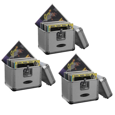 Odyssey KROM Transport Case for 70, 12 Inch Vinyl Records, Silver (3 Pack) - VMInnovations