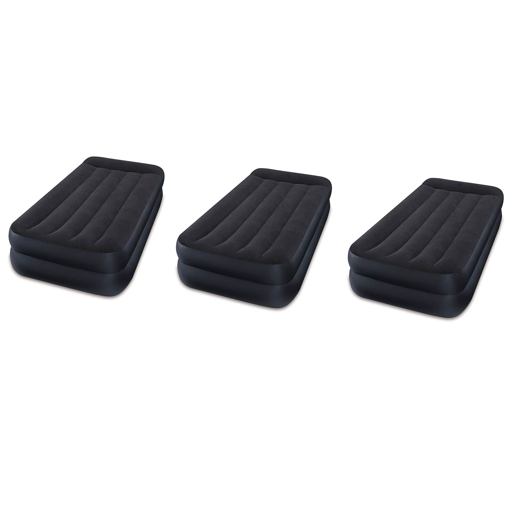 Intex Dura-Beam Pillow Rest Air Mattress Bed w/ Built-In Pump, Twin (3 Pack)