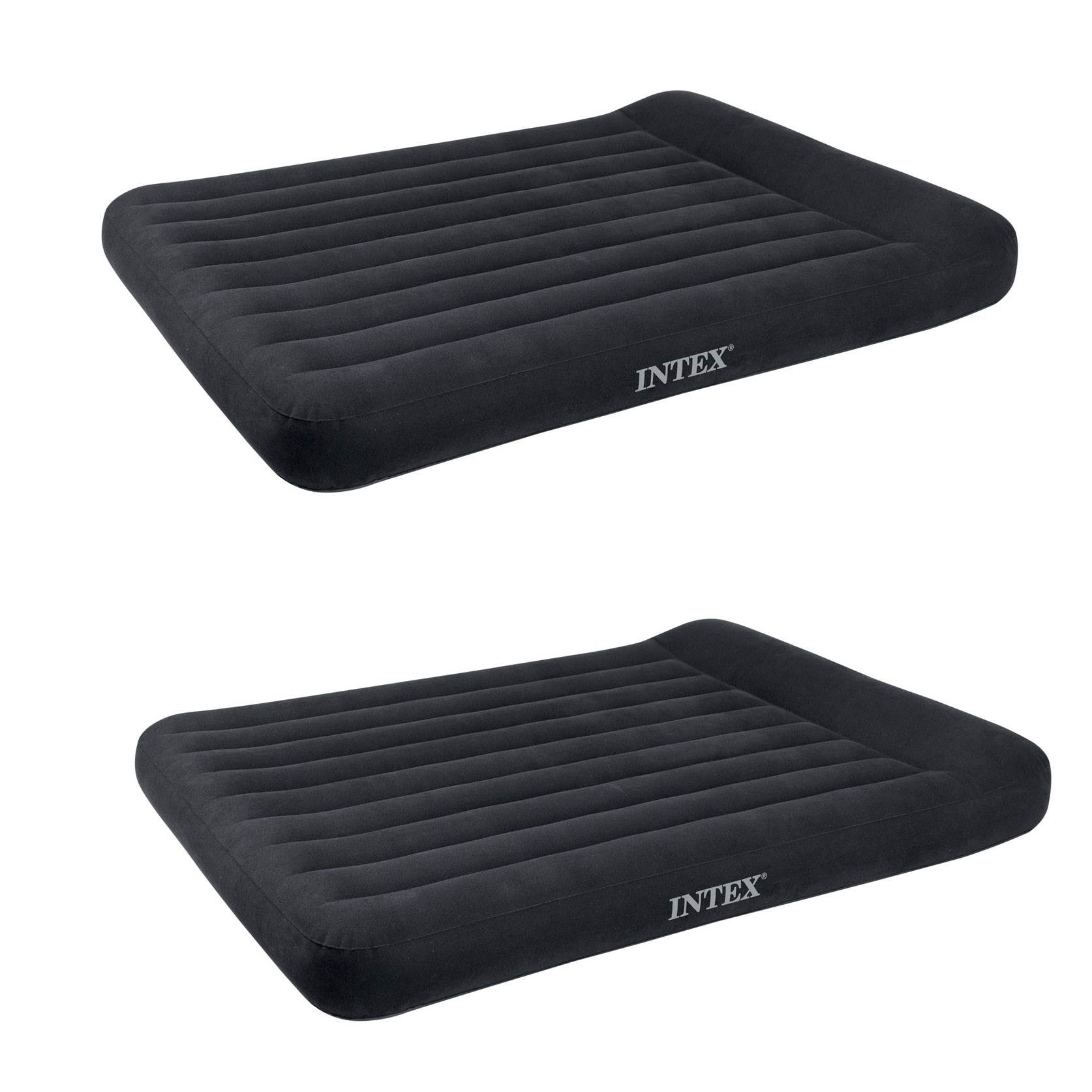 Intex Dura Beam Pillow Rest Classic Airbed with Built-In Pump, Queen (2 Pack)