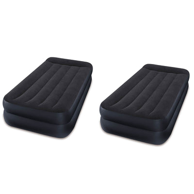 Intex Dura-Beam Pillow Rest Air Mattress Bed w/ Built-In Pump, Twin (2 Pack)