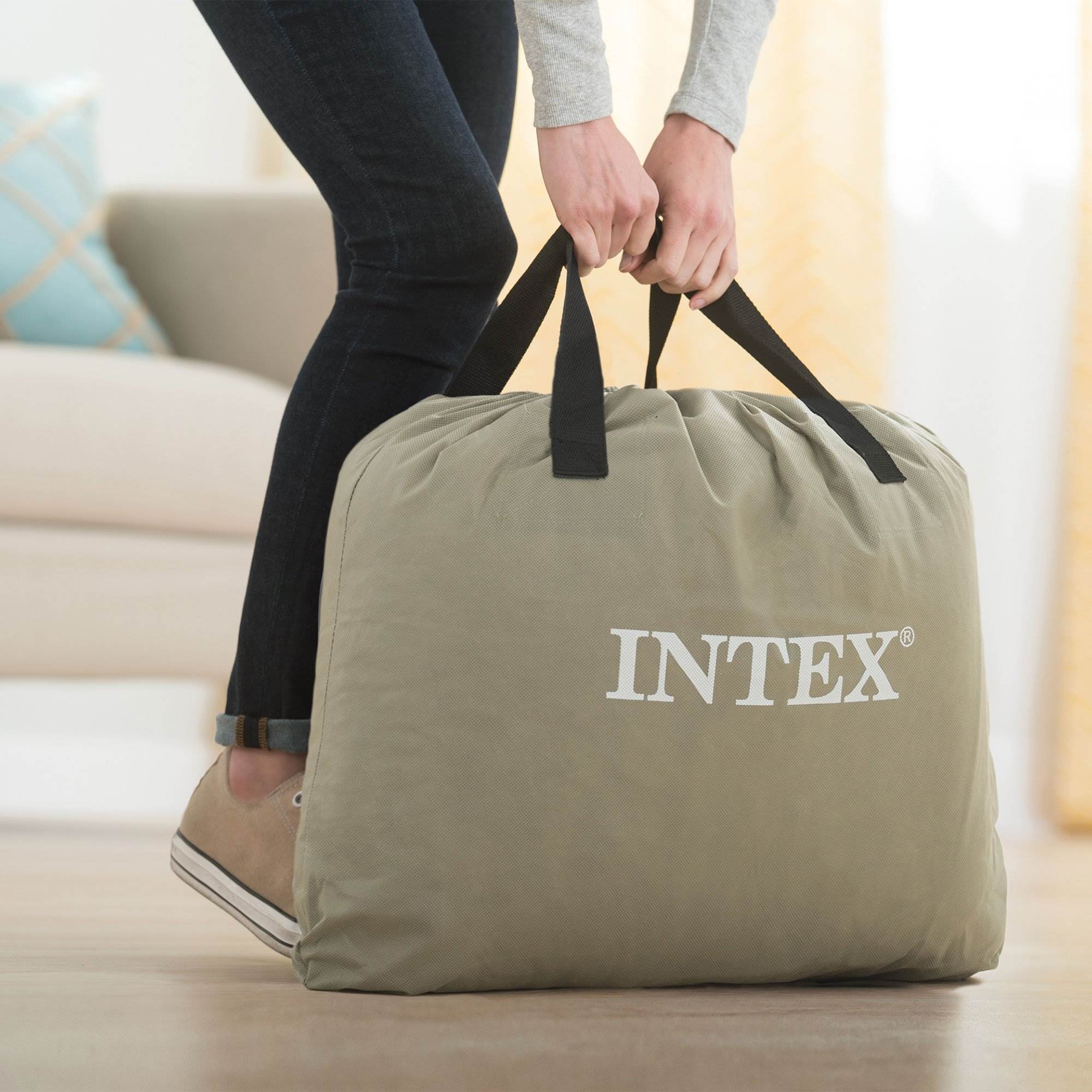 Intex Dura-Beam Pillow Rest Air Mattress Bed w/ Built-In Pump, Twin (2 Pack)