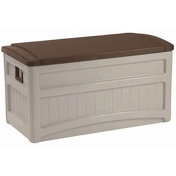 Suncast 73 Gallon Outdoor Patio Resin Deck Storage Box w/ Wheels, Taupe (4 Pack) - VMInnovations