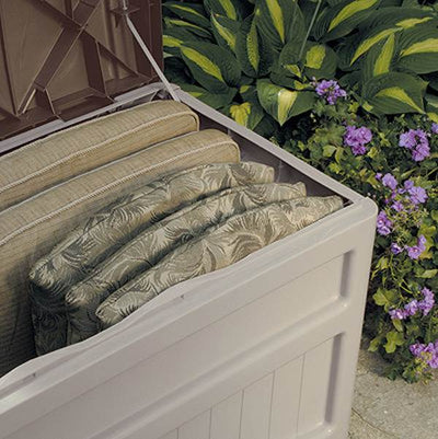 Suncast 73 Gallon Outdoor Patio Resin Deck Storage Box w/ Wheels, Taupe(12 Pack)