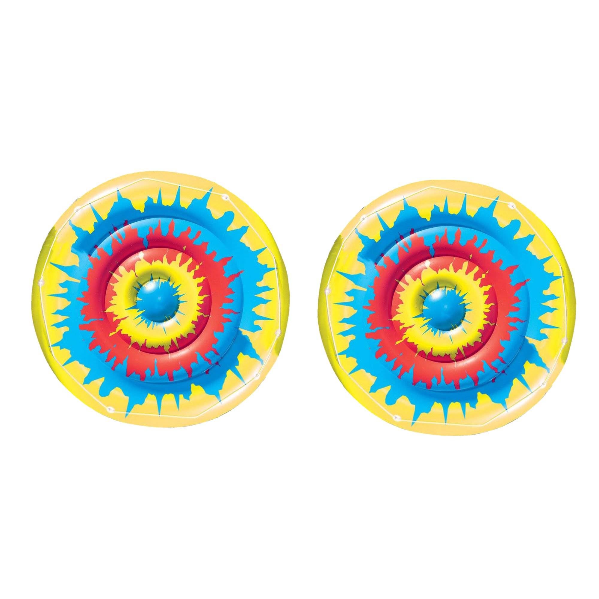 Swimline Swimming Pool Tie Dye Giant Inflatable Island Pool Toy Float (2 Pack)