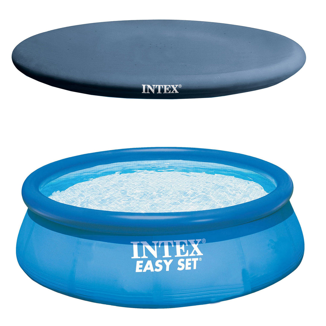 Intex Easy Set Inflatable Pool, Filter & Pump and Easy Set Pool Cover (Open Box) - VMInnovations
