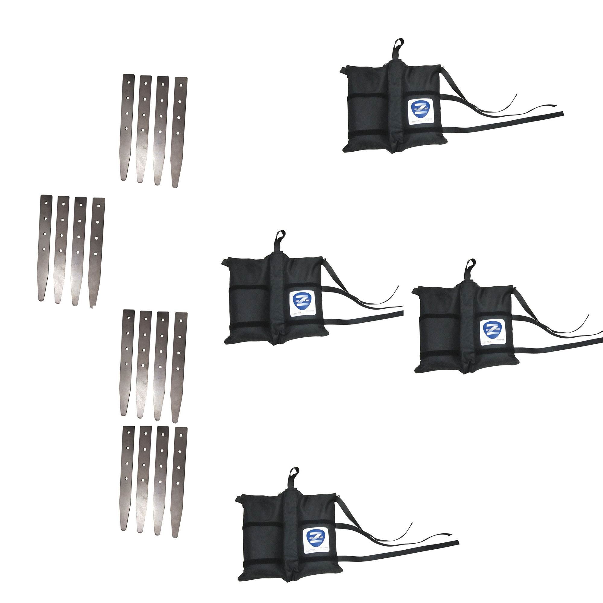 Z Shade Canopy Leg Weight Bags & Z Shade Canopy Tent Shelter Stake Kit (4 Pack)