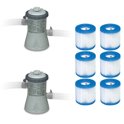 Intex 330 GPH Easy Set Pool Cartridge Filter Pump (2 Pack) & Filters (6 Pack)