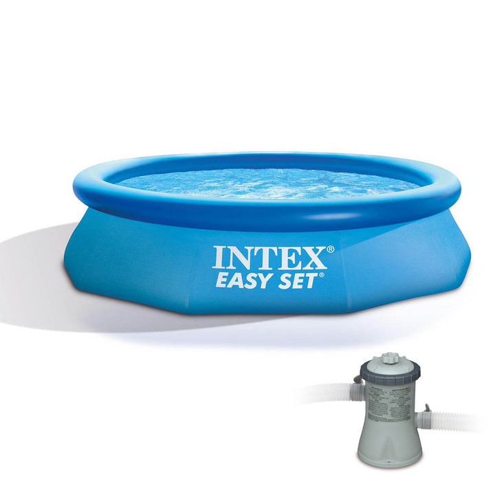 Intex 10ft x 30in Easy Set Above Ground Inflatable Family Swimming Pool & Pump